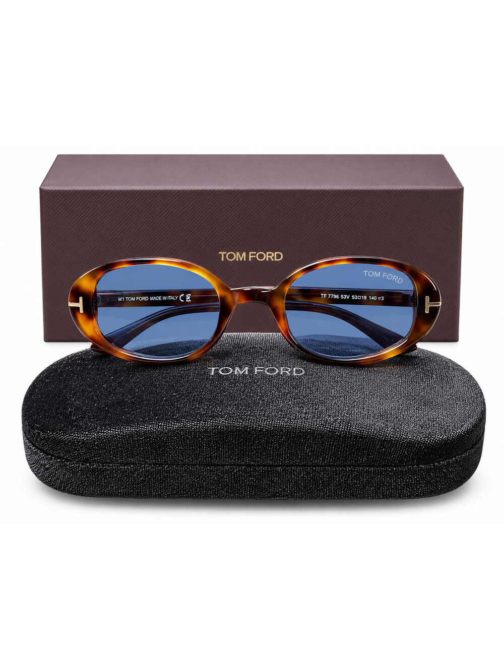 Tom Ford Iggy FT1364/S 53V Sunglasses 49-21-140 Havana Blue Lens Italy New